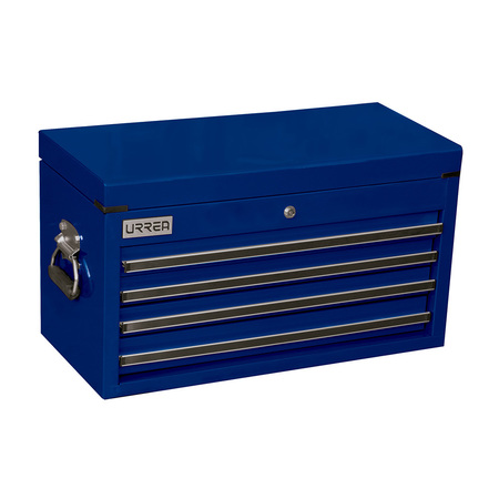 URREA Top Chest/Cabinet, 4 Drawer, Blue, Steel, 27 in W x 15 in D x 12 in H X27S4A